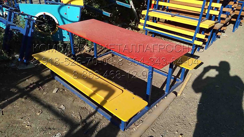 Стол для детей с лавочками, для детской площадки, детского сада и дошкольных учреждений, купить в Ростове-на-Дону.